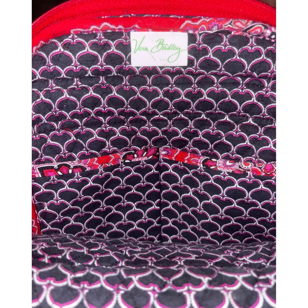 Vera Bradley Quilted Backpack and Cosmetic Bag Set Cherry Blossoms Red Floral - Picture 5 of 9